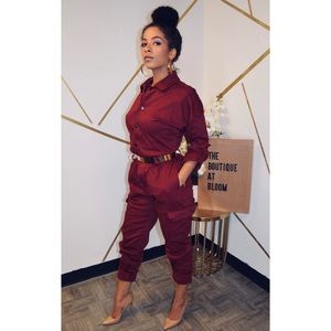 “Cranbaby” brick red jumpsuit